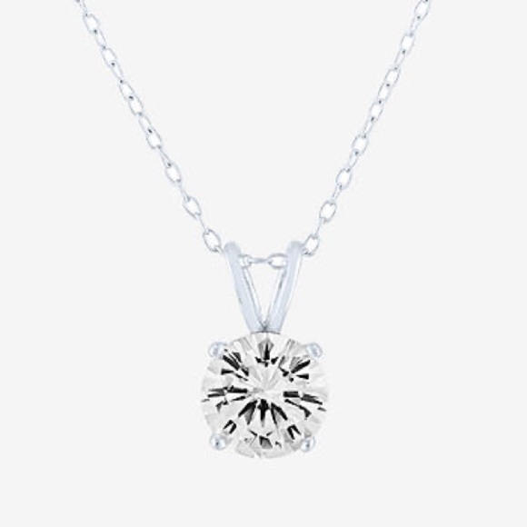 Sapphire (diamond look) silver pendant NWT - Picture 1 of 4